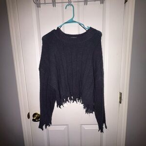 Gray Distressed Women Sweater